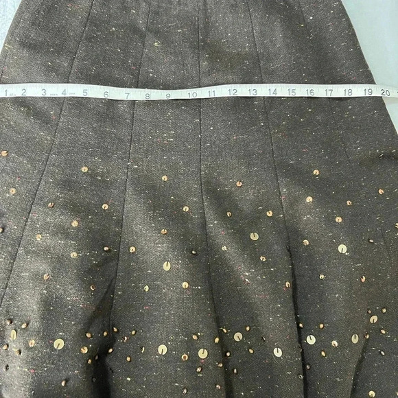 COLD WATER CREEK SKIRT BROWN WOOL TWEED ALINE MID LENGTH PLEATED SIZE 4 - Picture 12 of 13